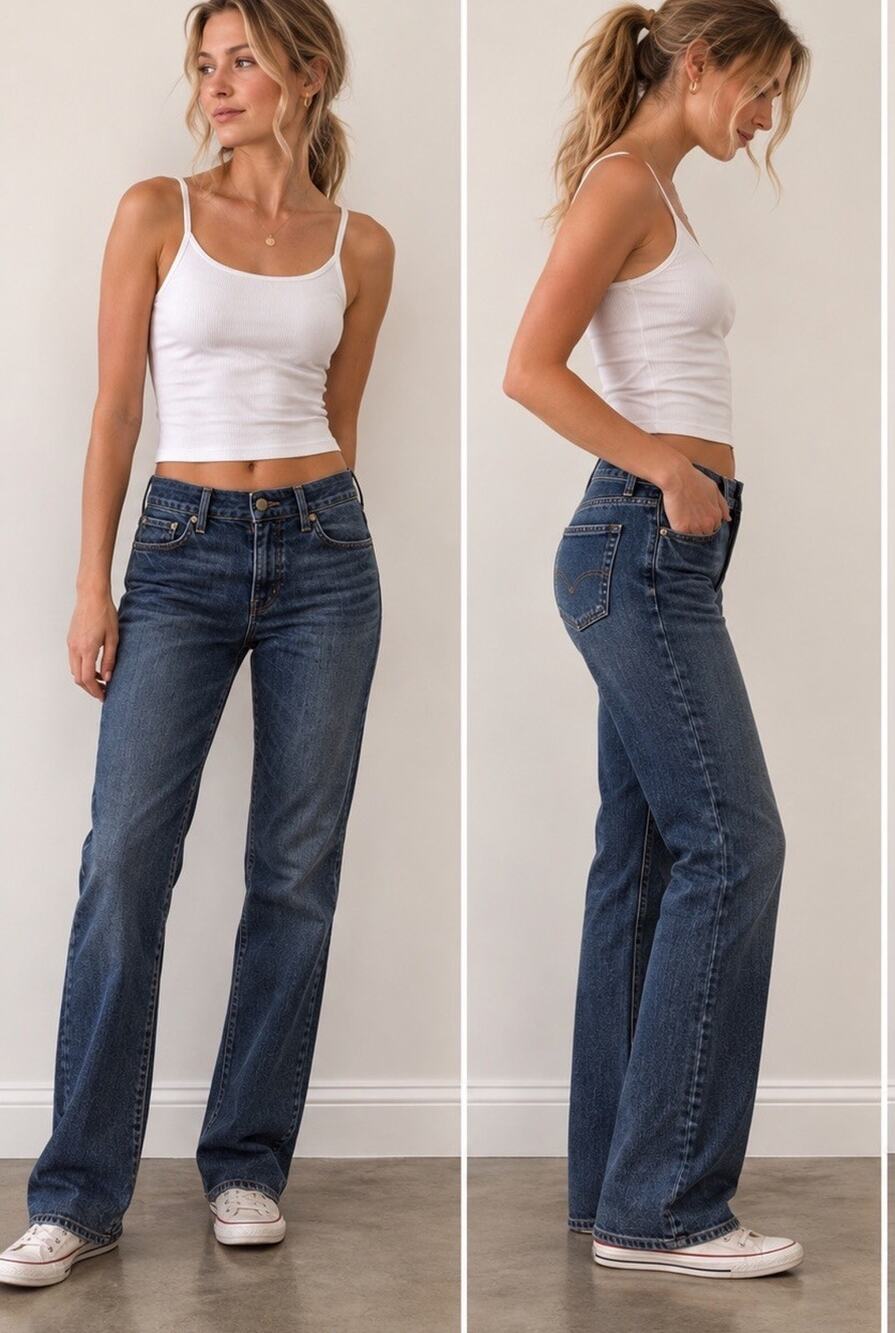 Vintage Y2K American Eagle 77 Straight Leg Jeans Low Rise Denim Womens 4 Short